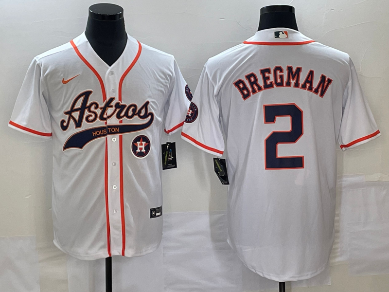 Men's White Houston Astros #2 Alex Bregman With Patch Cool Base Stitched Baseball Jersey